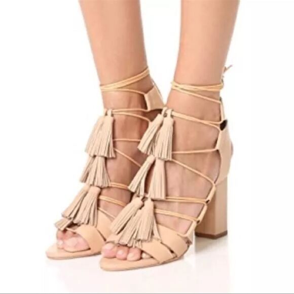Loeffler Randall Tasseled Nude Heels - Picture 1 of 8